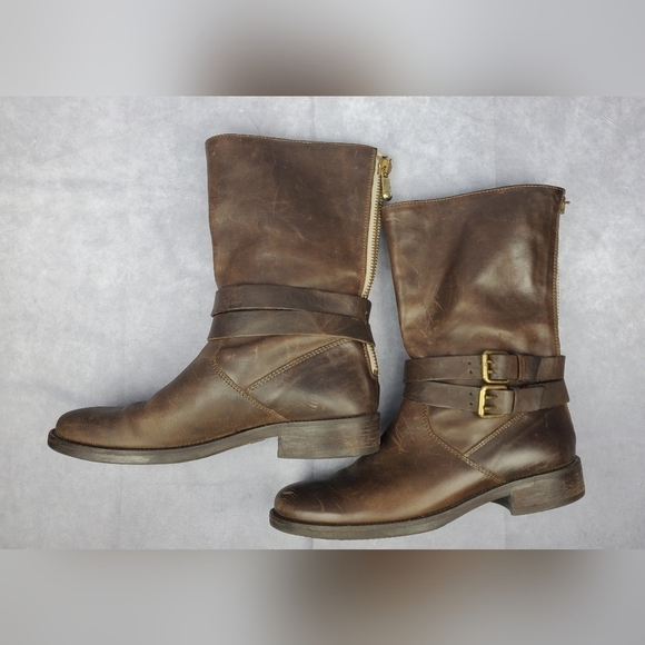 J. Crew Women's size 8.5 Boho Cowboy Western boots engineer brown leather rugged - Picture 6 of 15